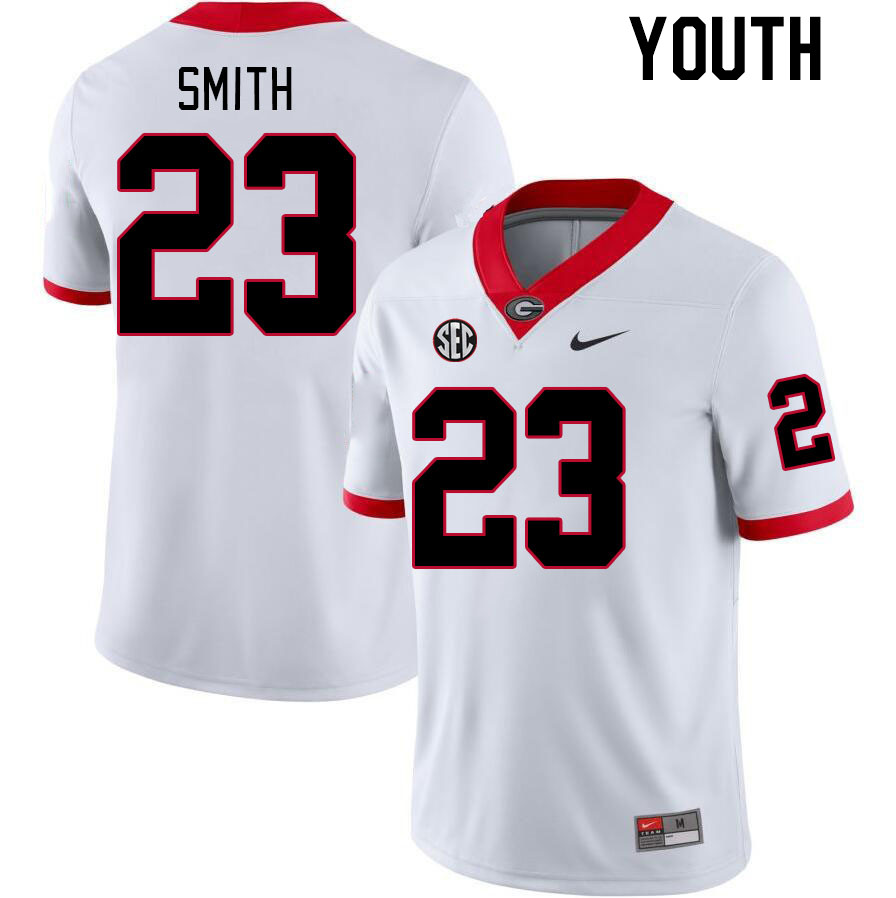 Youth #23 Tykee Smith Georgia Bulldogs College Football Jerseys Stitched-White